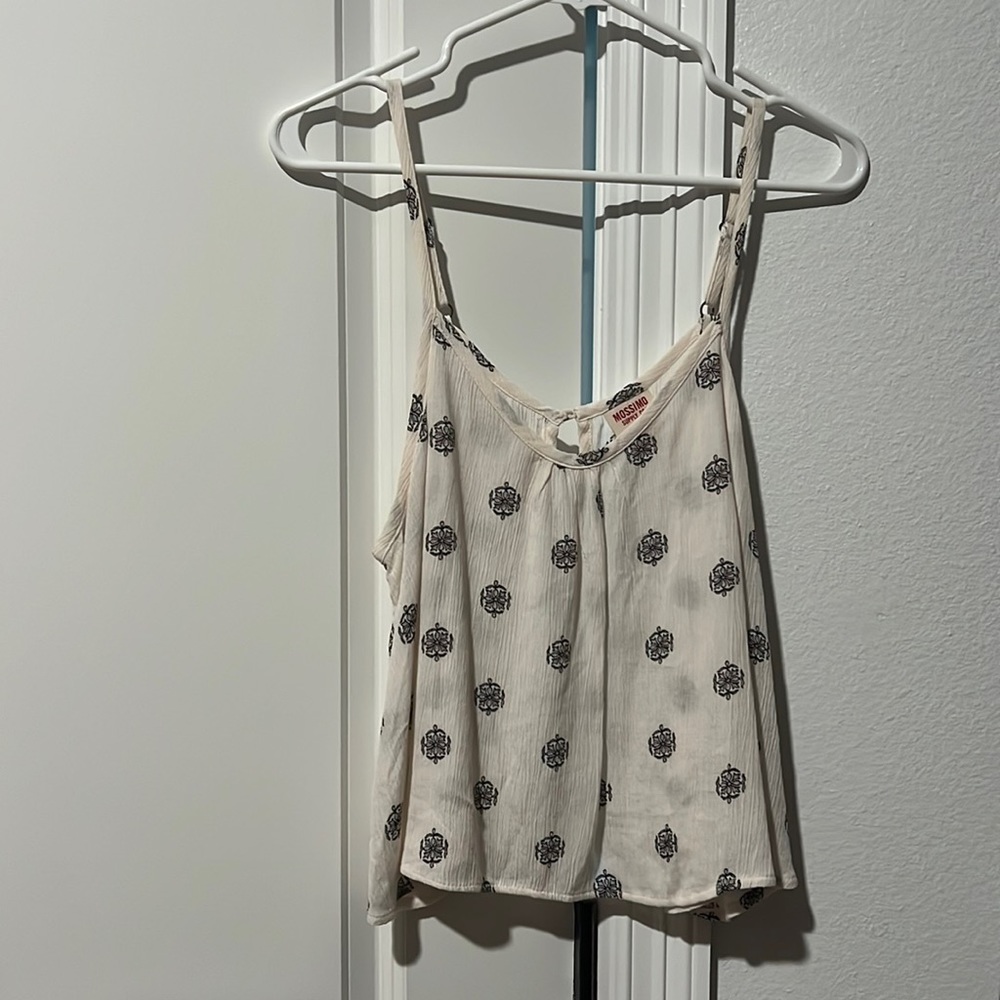Cream Flowy Tank Top with floral detail